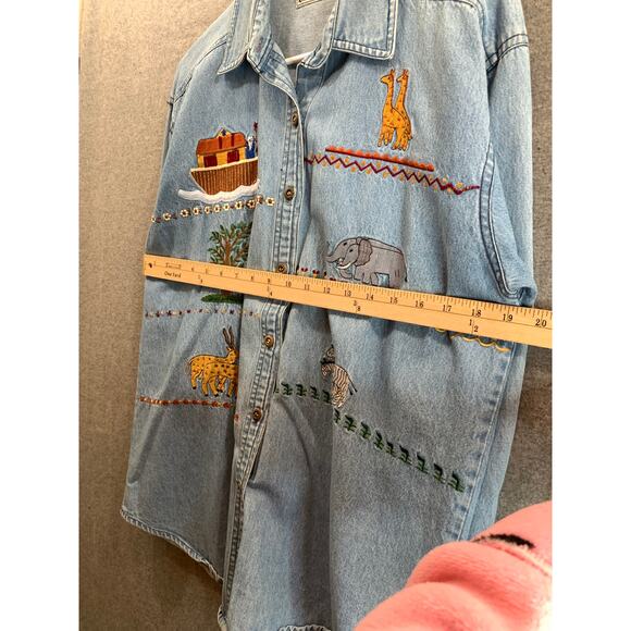 Noah's Ark Denim Blouse Womens Extra Large Blue Long-Sleeve - Picture 4 of 7